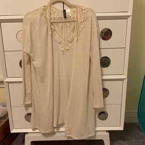h & m Divided long cream cardigan